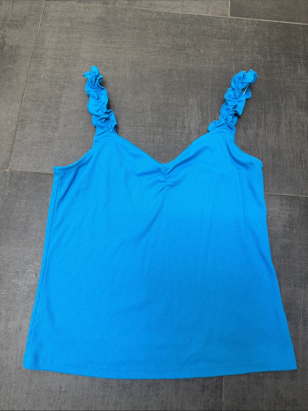 bp Electric Blue Ruffle-Strap Ribbed Camisole